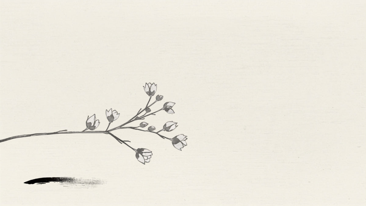Delicate white tea buds on a bamboo withering tray