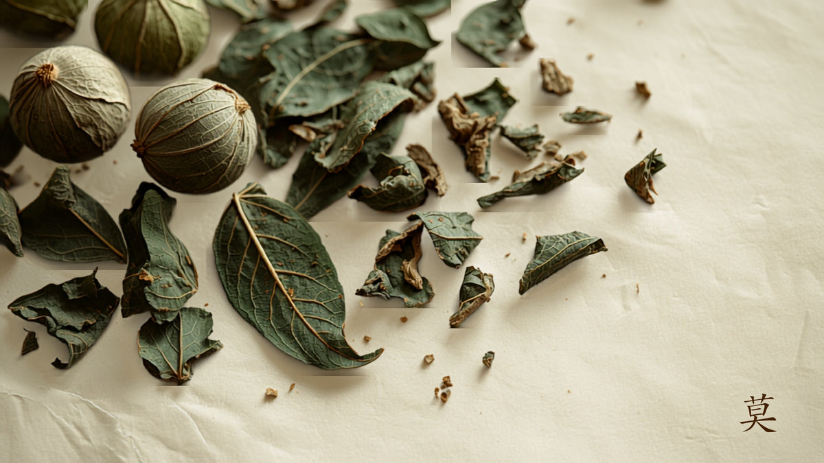 Whole intact tea leaves beside broken tea fragments showing quality contrast