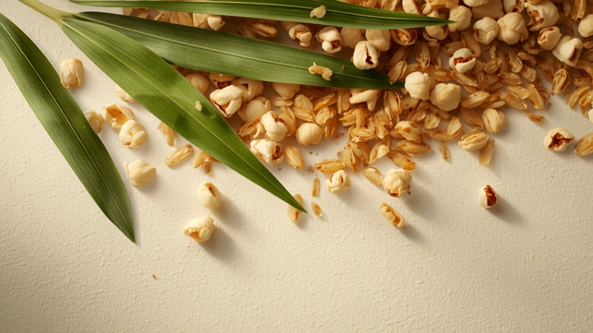 Green tea leaves mixed with roasted puffed rice grains