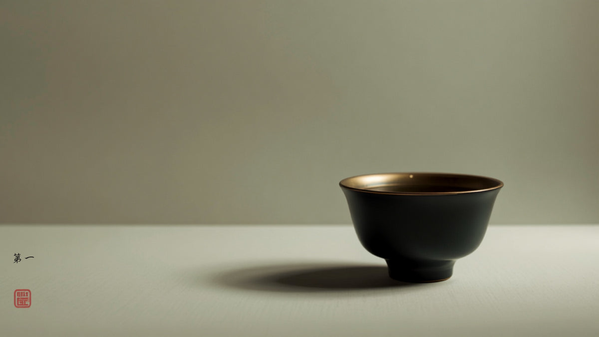 Moody still life of a gaiwan evoking brewing technique